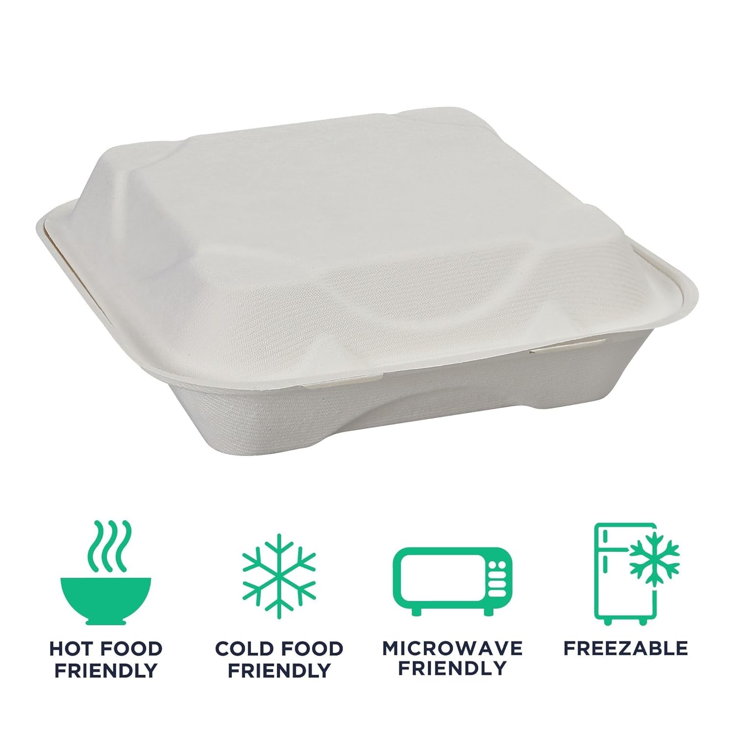 Eco-Products Compostable Bagasse Molded-Fiber Hinged Clamshell Containers