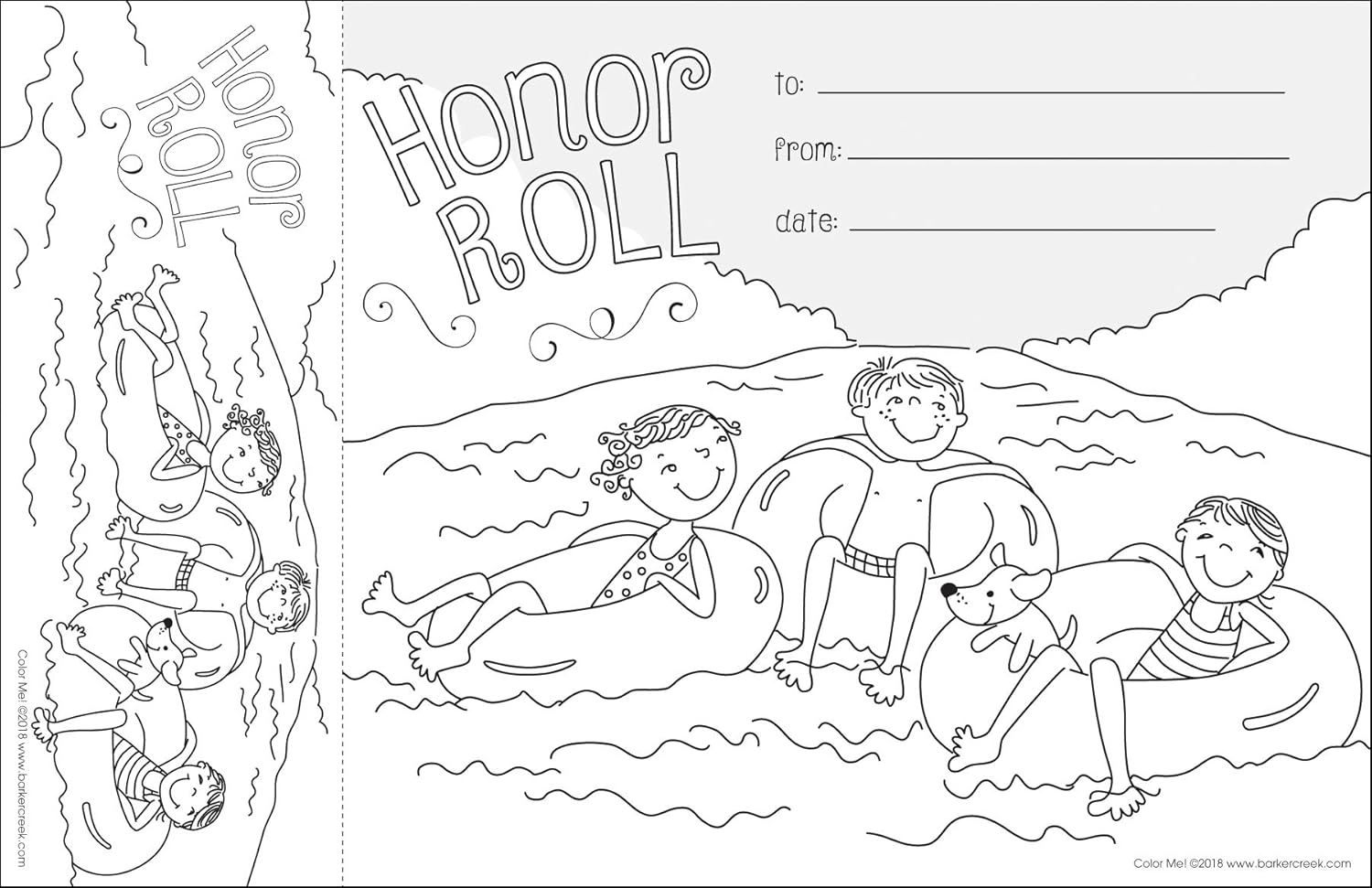 BARKER CREEK Recognition Awards and Bookmarks, Color Me Honor Roll, 30 Double-Sided Awards and 30 Double-Sided Bookmarks