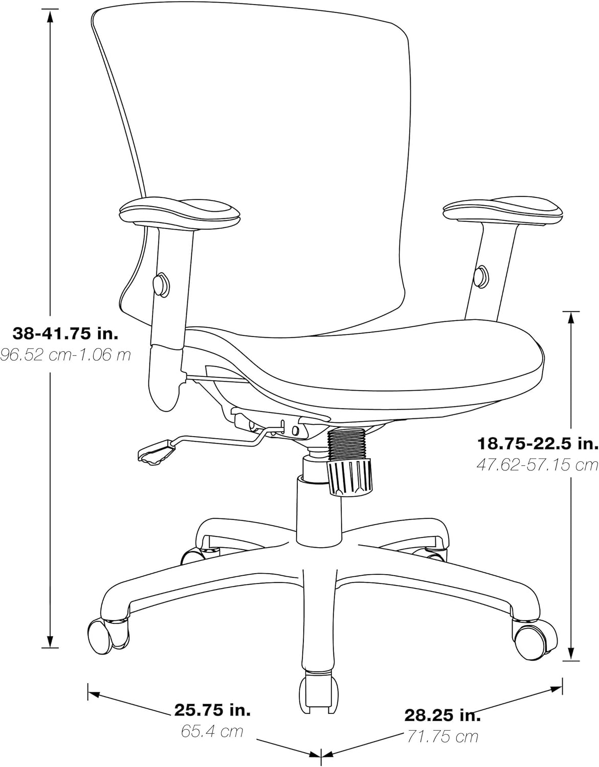 Office Star Mesh Seat and Back Office Task Chair with Lumbar Support and Height Adjustable Arms