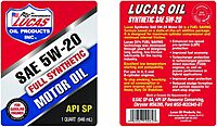 Lucas Oil Synthetic High Mileage Motor Oil