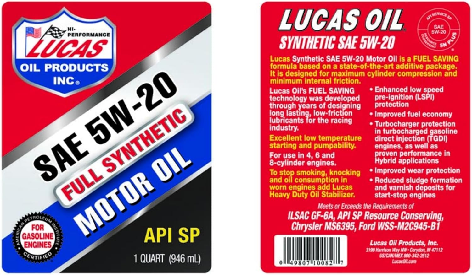 Lucas Oil Synthetic High Mileage Motor Oil