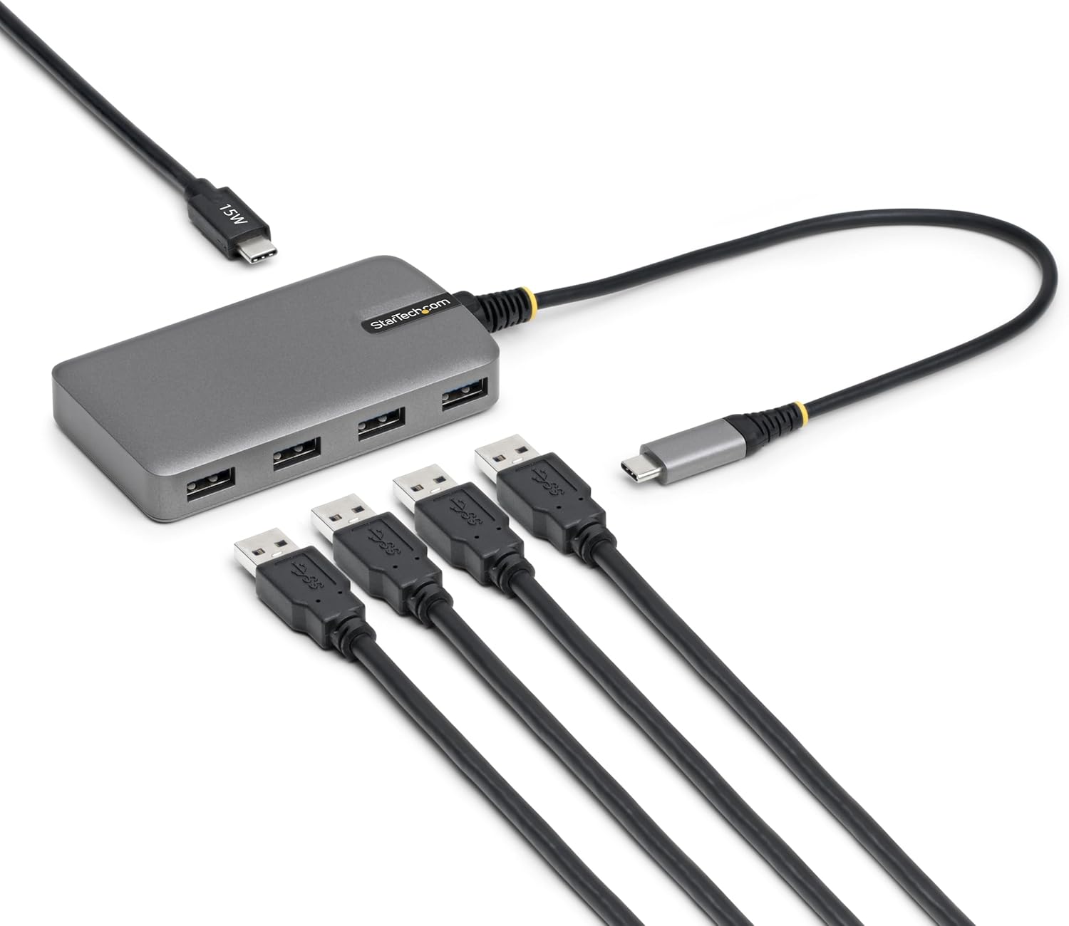 StarTech.com 4-Port USB-C Hub, 5Gbps, Bus Powered, Type-C to 4X Type-A with USB-C Auxiliary Power Input, Portable Hub