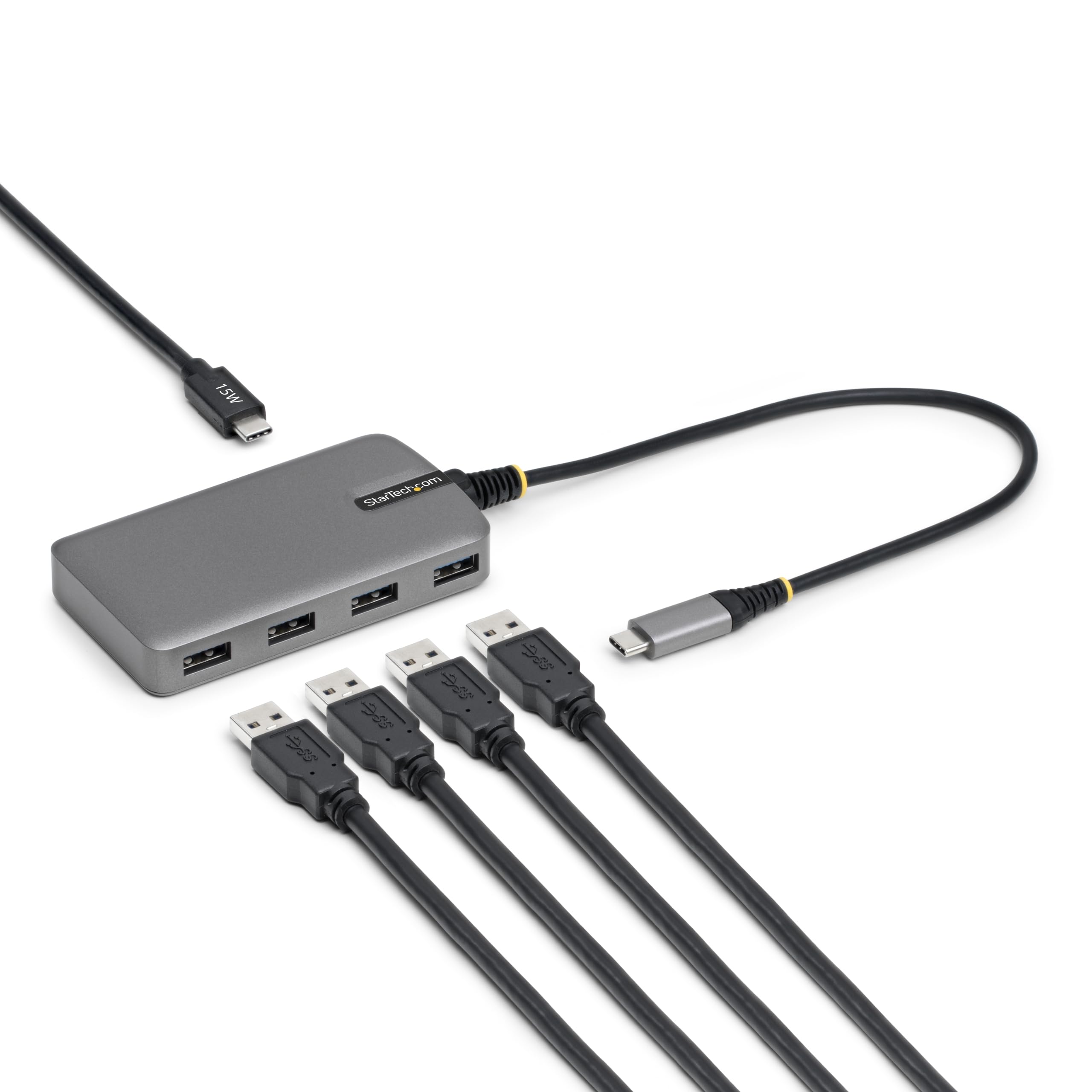 StarTech.com 4-Port USB-C Hub, 5Gbps, Bus Powered, Type-C to 4X Type-A with USB-C Auxiliary Power Input, Portable Hub