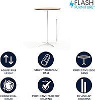 Flash Furniture Lars Round Wood Cocktail Table with 30" and 42" Columns