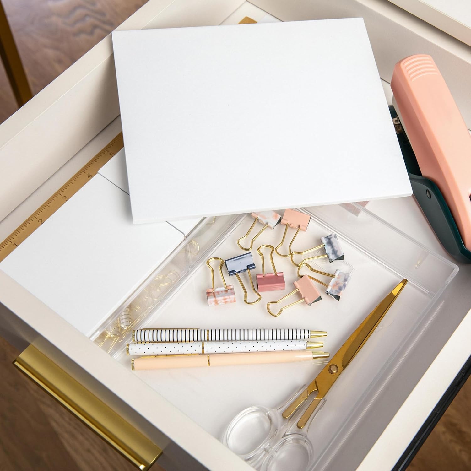 MARTHA STEWART Brody Plastic Storage Organizer Bins with Wood Lids