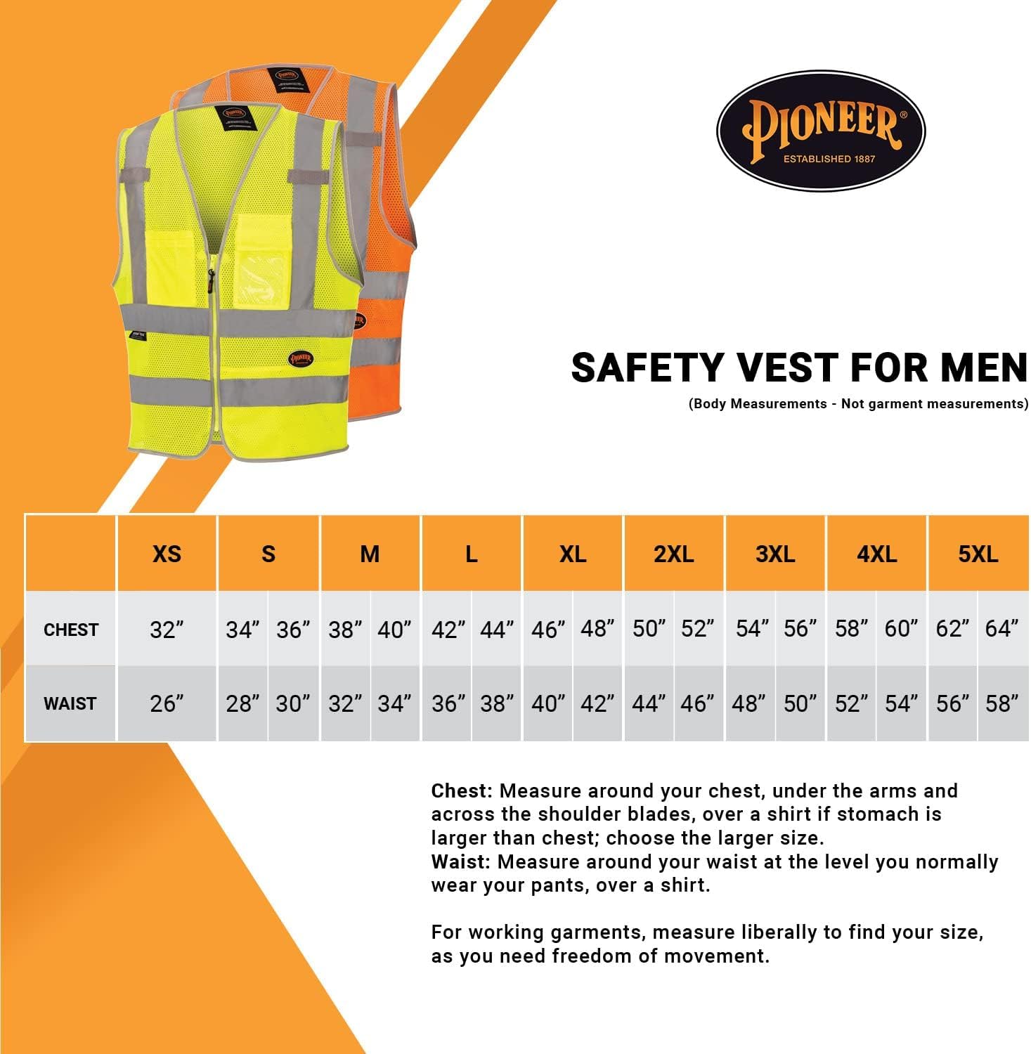 PIONEER Hi Vis Safety Vest - Reflective Cooling Mesh - 8 Pockets - Class 2