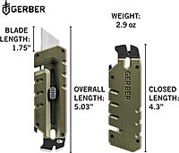 GERBER Gear Prybrid Utility Knife with Pry Bar - Multi-Tool Pocket Razor Knife with Retractable Knife Blade - EDC Knife - NEW Green with Clip