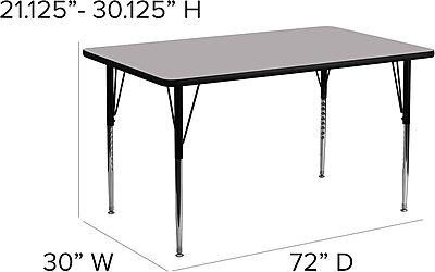 Flash Furniture Wren Rectangular Thermal Laminate Activity Table - Standard Height Adjustable Legs