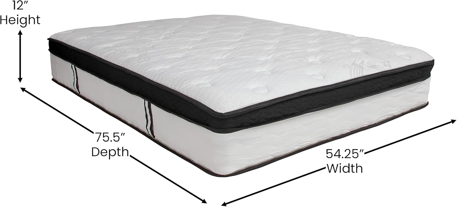 FLASH FURNITURE Capri Comfortable Sleep 12" Hybrid Pocket Spring and Foam Mattress in a Box