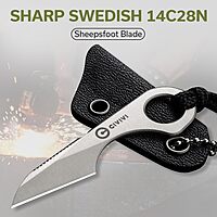 CIVIVI Gramis Mini Fixed Blade Neck Knife for EDC, Swedish 14C28N Steel