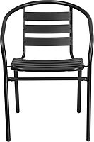 Flash Furniture Lila Black Metal Restaurant Stack Chair with Aluminum Slats Black Set of 1