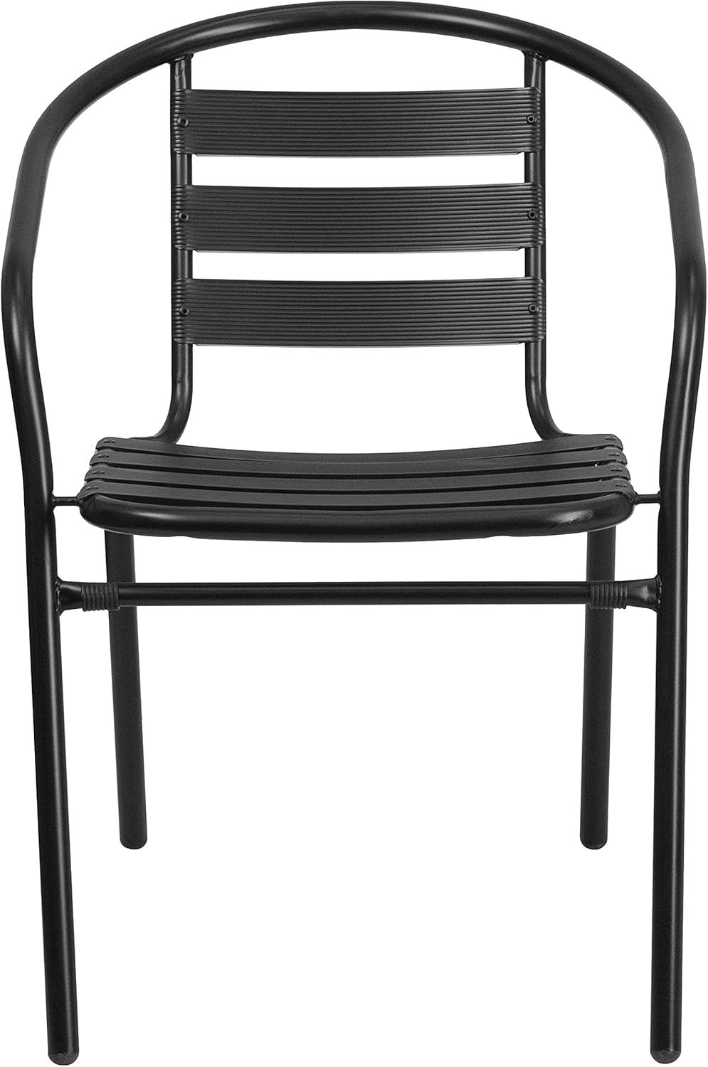 Flash Furniture Lila Black Metal Restaurant Stack Chair with Aluminum Slats Black Set of 1