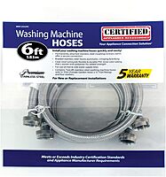 Certified Appliance Accessories Washing Machine Hoses (2 Pack), Hot and Cold Water Supply Lines, 6 Feet