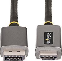 StarTech.com 6ft (2m) DisplayPort to HDMI Adapter Cable, 8K 60Hz, 4K 144Hz, HDR10, DP 1.4 to HDMI 2.1 Active Video Converter