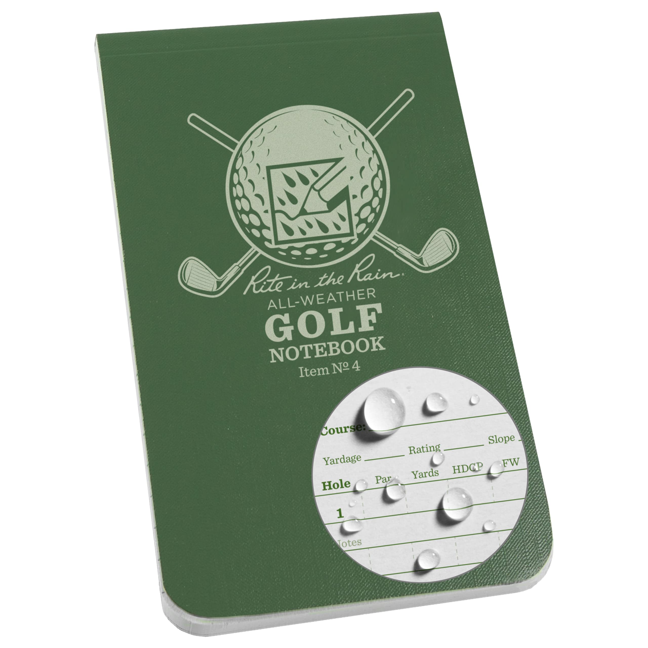 Rite in the Rain All-Weather Golf Notebook, 3.5" x 6", Green Field Flex (No. 4)