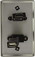 Legrand - C2G Single Gang Pass Through with HDMI and USB Wall Plate for in Wall Cable Management