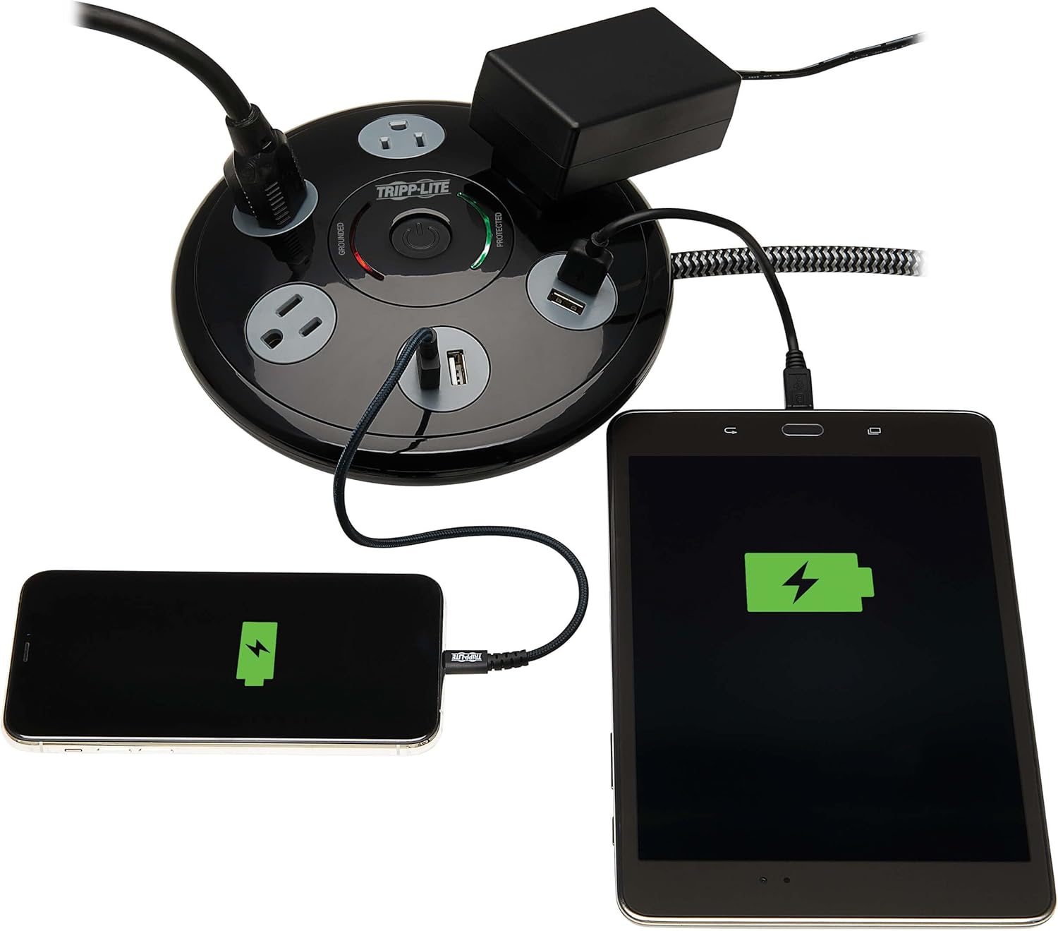 Tripp Lite Conference Surge Protector 4 5-15R 4 USB-A Ports 6ft Cord Black (TLP406USBUFO)