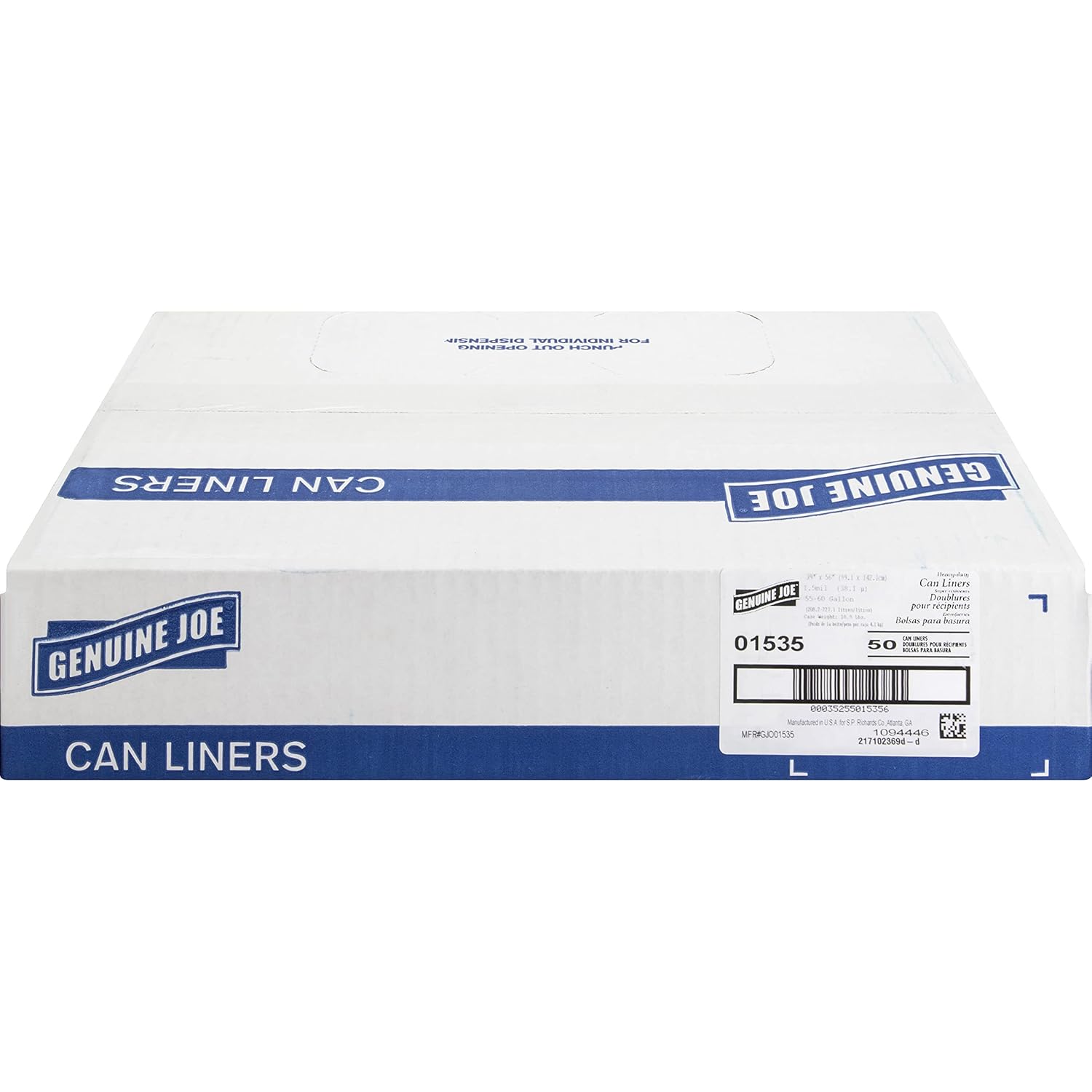 Genuine Joe GJO01535 Heavy Duty Low-Density Puncture Resistant Can Liner, 60 gallon Capacity