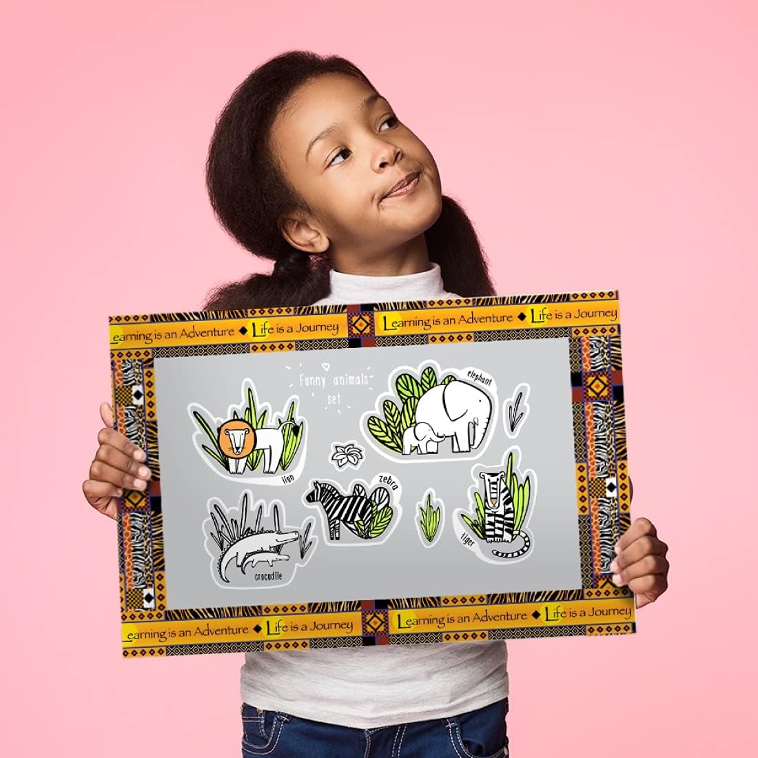 Barker Creek Double-Sided Border, Africa, for Bulletin Boards, Reception Areas, Halls, Break Rooms, Office, School