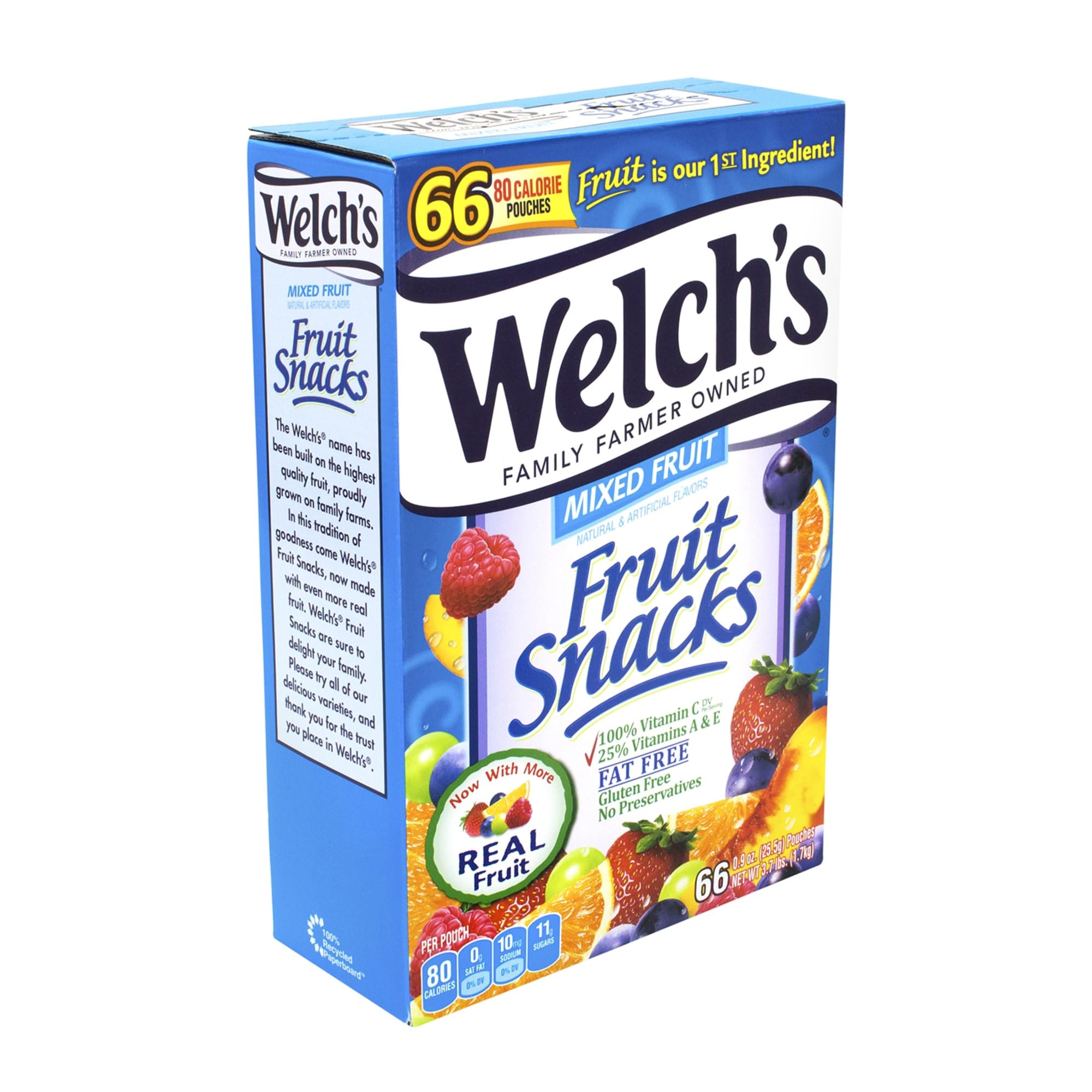 Welch's® Mixed Fruit Snacks, 0.9 oz., Box of 66 Pouches