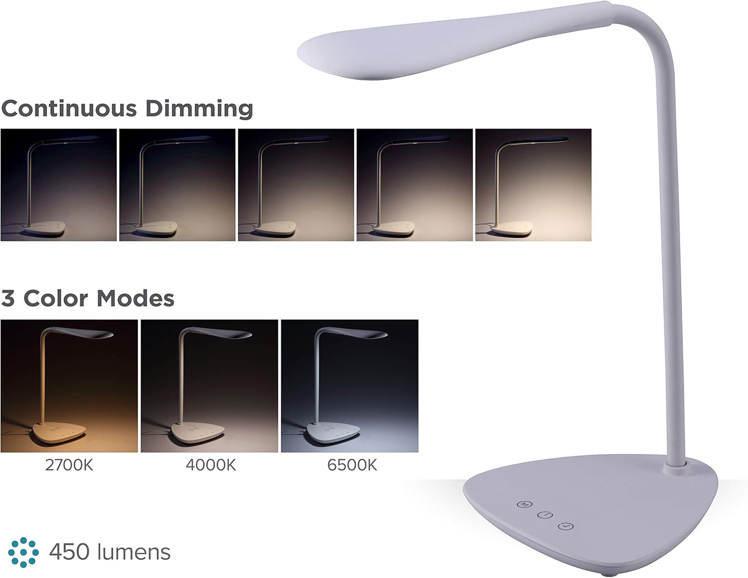 BLACK+DECKER VLED1820-BD Battery LED Desk Lamp, Dimmable with Adjustable Color Temperature, 4 Hour Battery Life