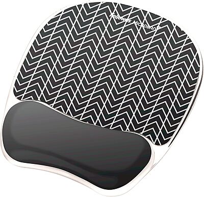 Fellowes Photo Gel Mouse Pad Wrist Rest with MICROBAN - Black Chevron (9549901)