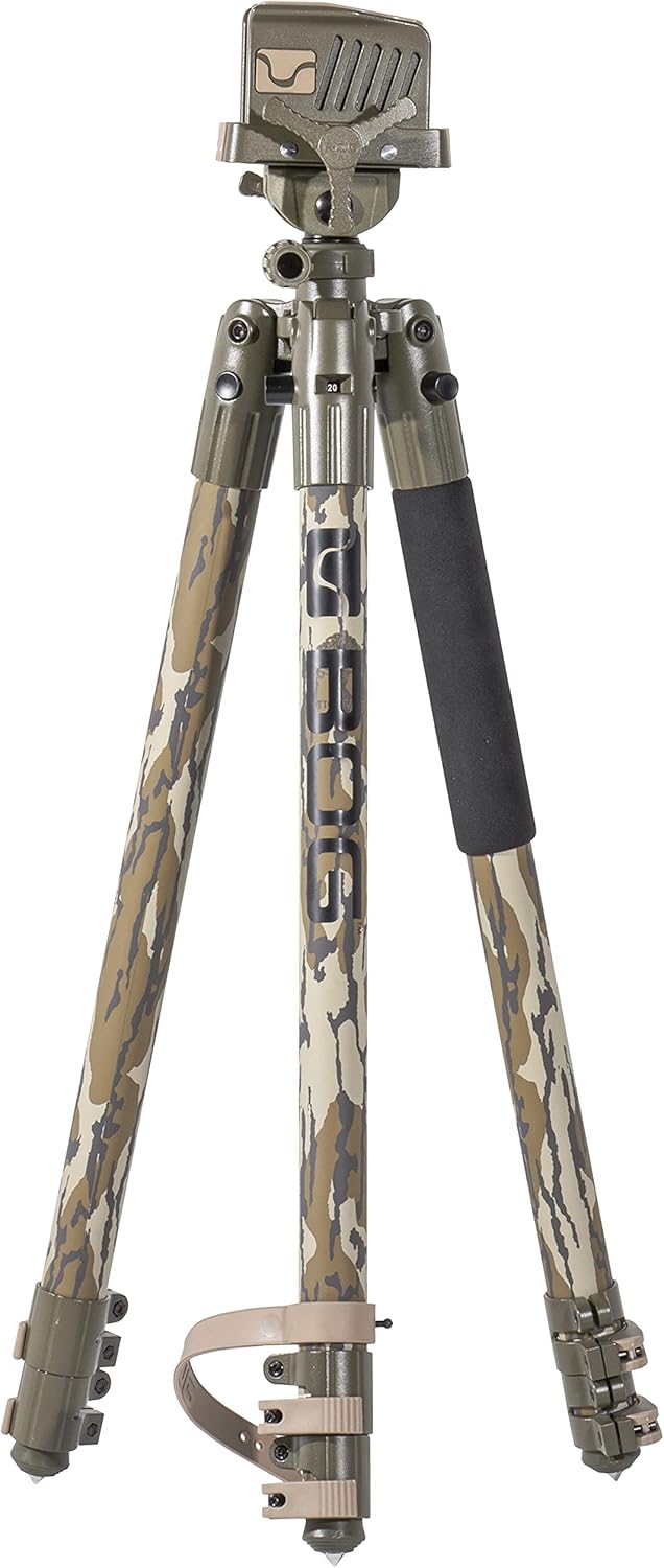 BOG DeathGrip Mossy Oak Bottomland Camo Tripod with Durable Aluminum Frame, Lightweight, Stable Design, Bubble Level
