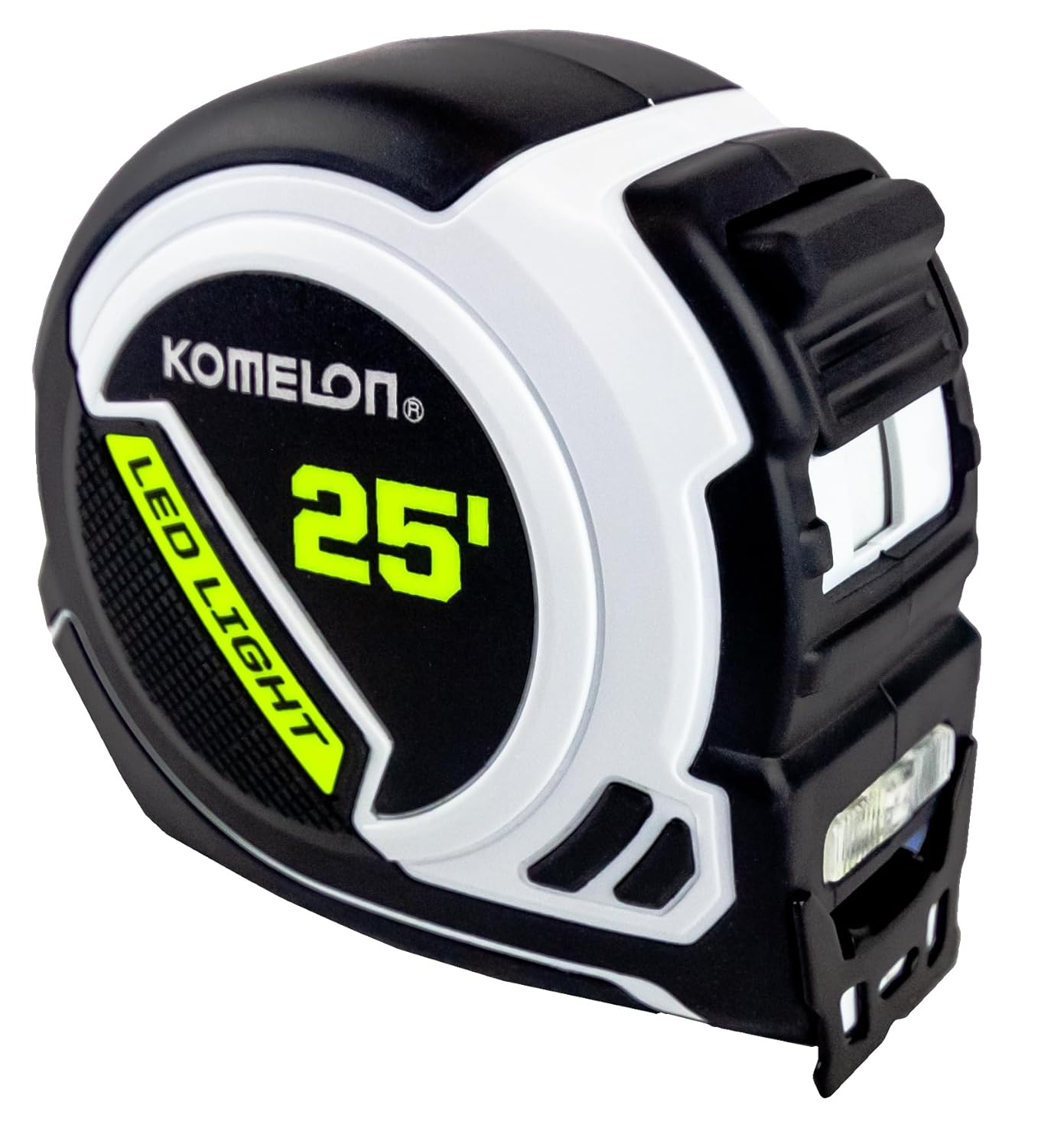 Komelon LED Light Tape Measure, White/Black - 25ft. - 25LED Standard - 25 Foot
