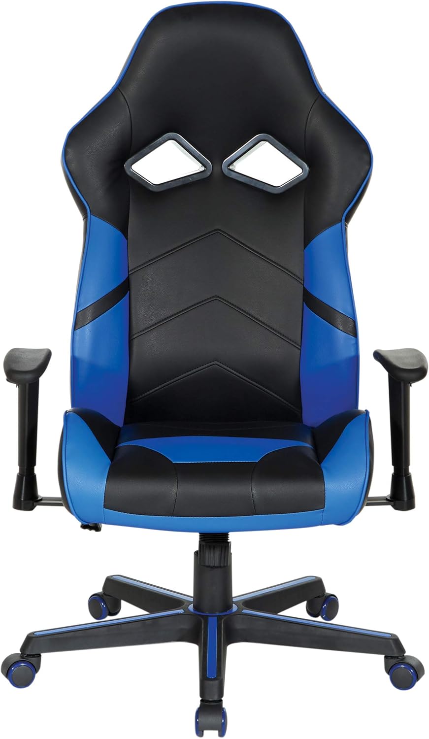 OSP Home Furnishings Vapor Ergonomic Adjustable High Back Faux Leather Gaming Chair with Coil Spring Seat and Integrated