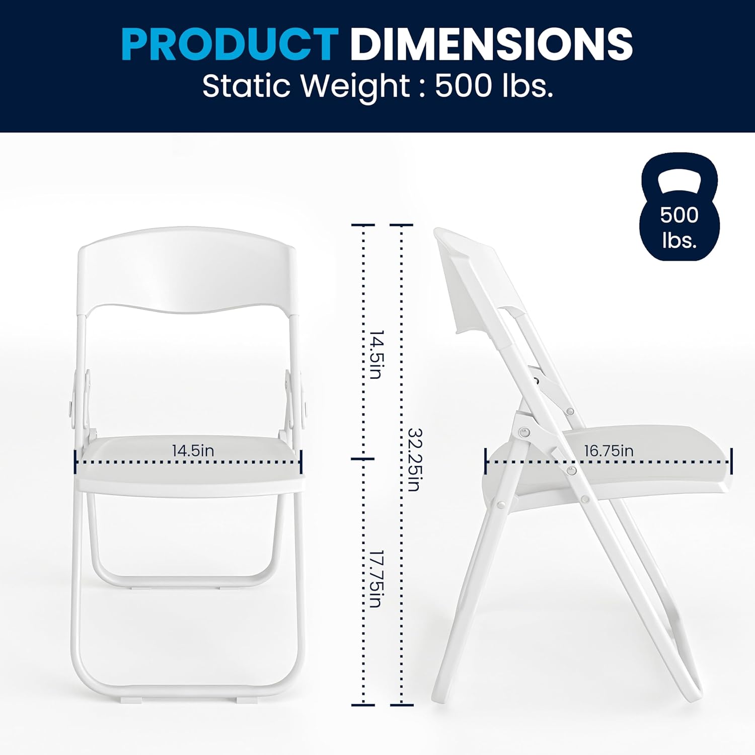 Flash Furniture HERCULES Series 500 lb. Capacity Heavy Duty Plastic Folding Chair with Built-in Ganging Brackets