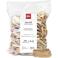 Office Depot - Rubber Bands - Rubber Bands, #64, 1 lb Bag - Rubber Bands in 1 lb Bags - Size 3-1/2" x 1/4" x 3-1/2" x 1/4" - 9" x 11" x 2" - crepe