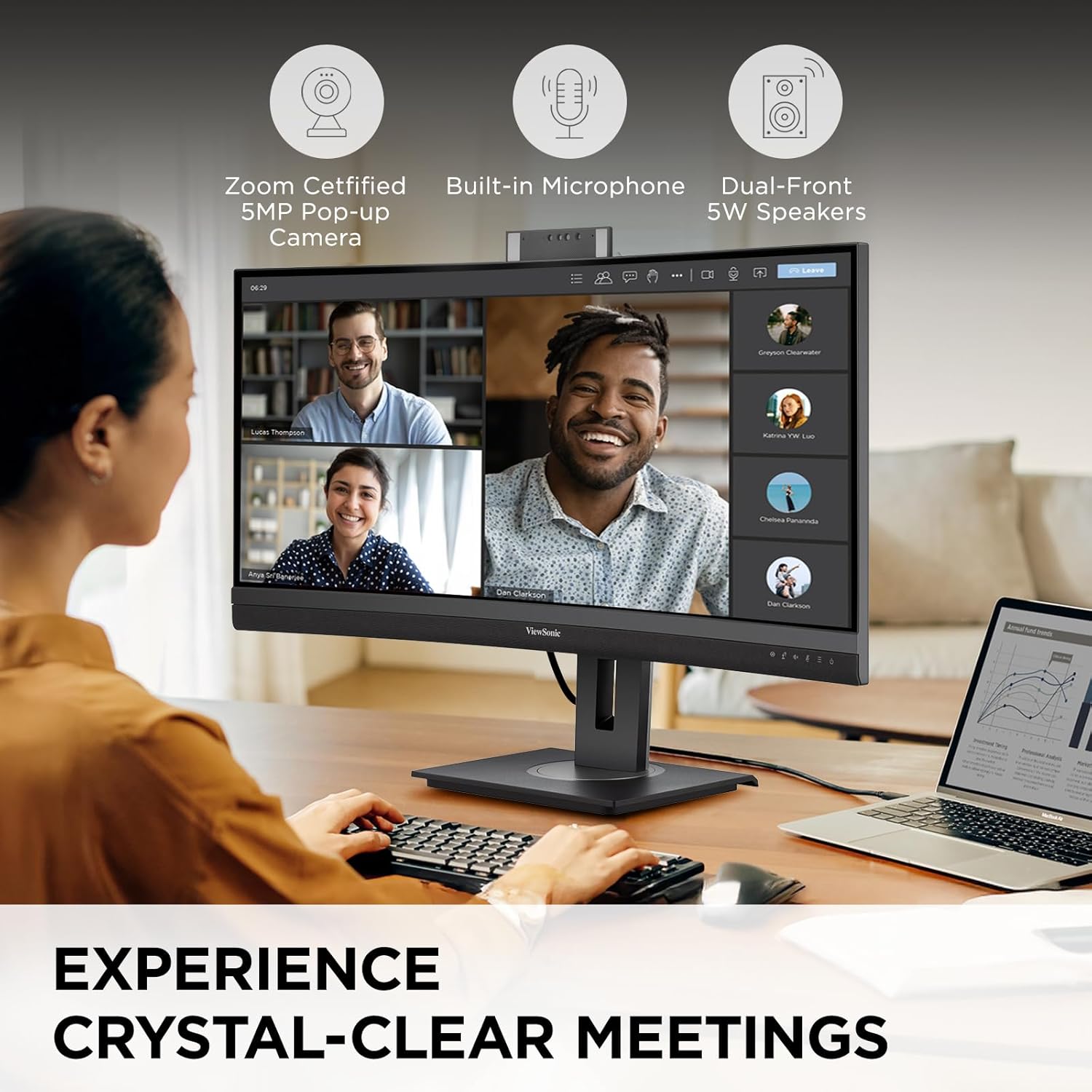 ViewSonic Video Conferencing Docking Monitor with Windows Hello Compatible IR Webcam