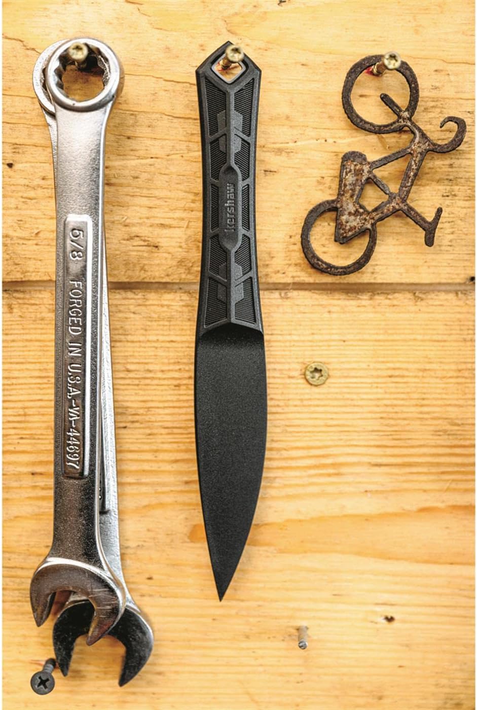 Kershaw Interval Fixed Blade Knife, 3.5 inch Blade Made with PA-66 Nylon, Blunt Edge with Sharp Point, Project Atom, Black