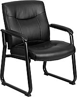 Flash Furniture Hercules Series Big & Tall LeatherSoft Executive Side Reception Chair, Padded Lobby Chair with 500-lb. Static Weight Capacity, Black