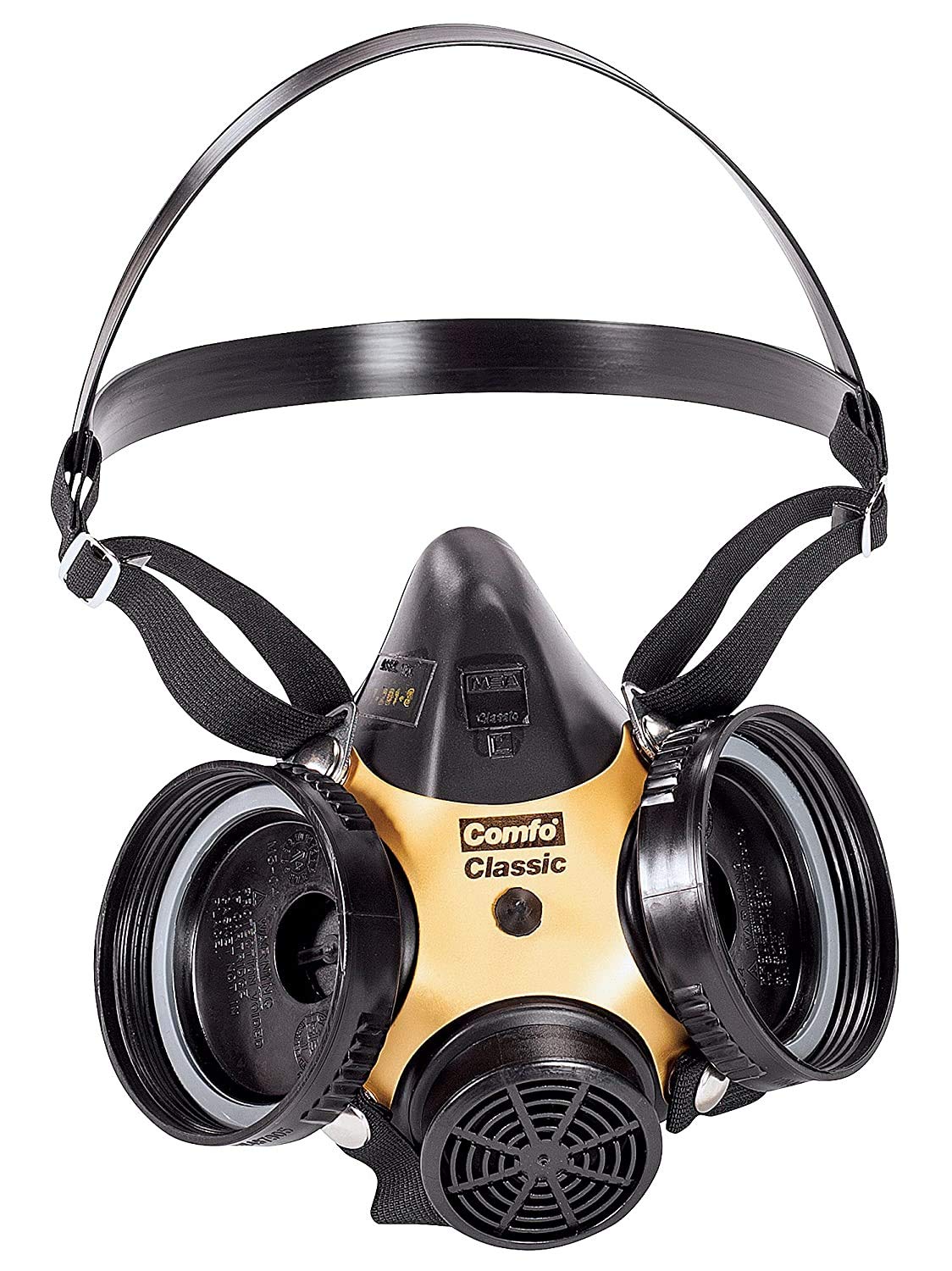 MSA 808076 Comfo Classic Series Half-Mask Respirator - Size: Large, Harness Style: SoftFeel Hycar, Twin-Port