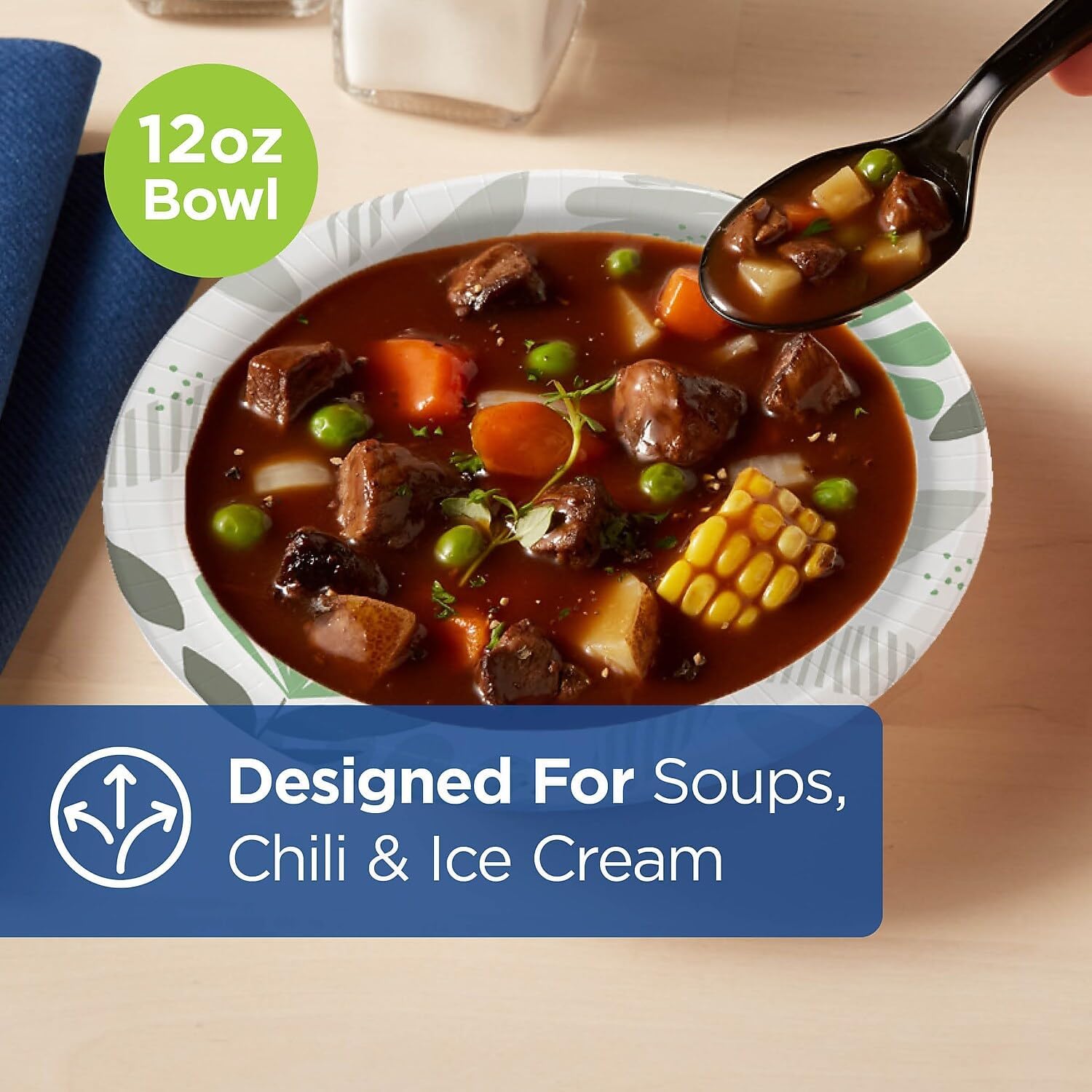 Dixie Ultra SXB12WSPK Bowls, Heavy Weight, 12oz., 125/PK, Pathways/White