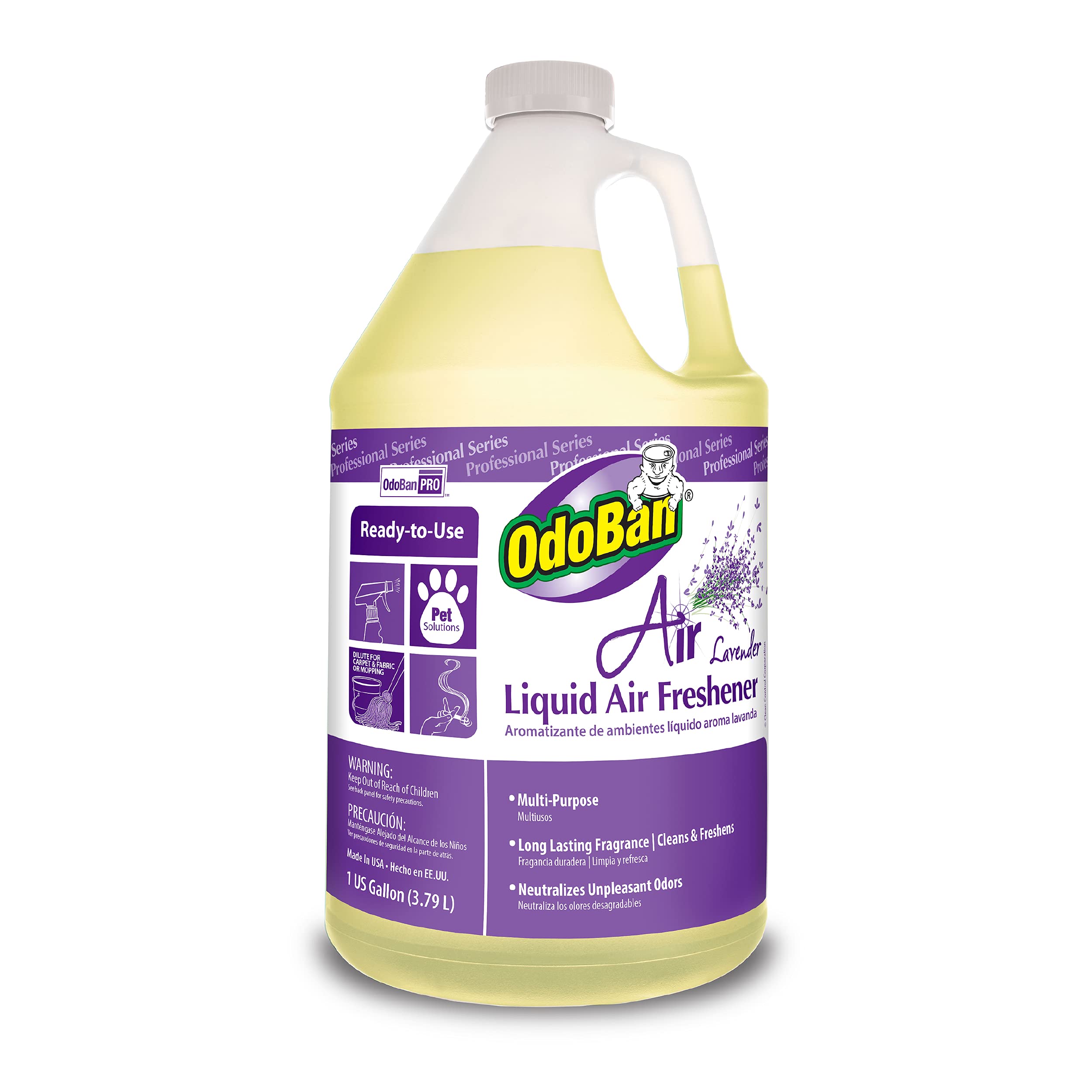 OdoBan Professional Series Ready-to-Use Air Lavender Liquid Air Freshener, Made in the USA, Lavender Scent