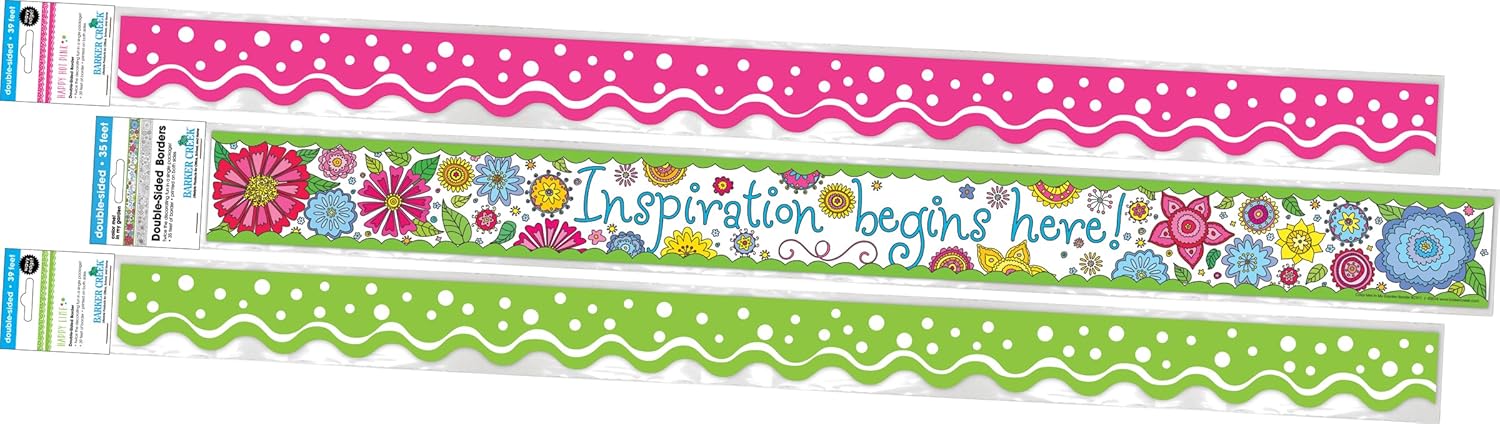 Barker Creek Double-Sided Border, Scalloped & Straight Edge, Garden Oasis