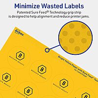 Avery Printable Round Labels, Sure Feed Technology, 1-2/3" Diameter, Bright Yellow Labels, Print-to-The-Edge, Laser/Inkjet Printable, 200 Total, Great for Stickers and Candles