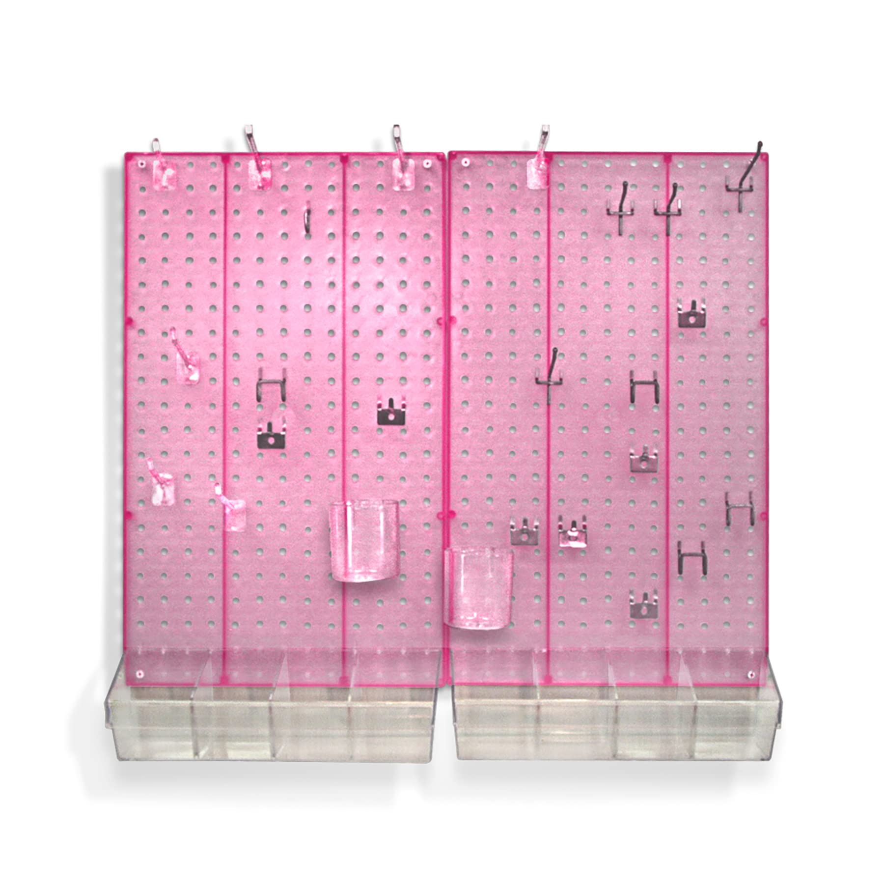 Azar Displays 900945-PNK The DIY Multi-purpose 70-piece Pegboard Wall Organizer Kit with Two Panels and Accessory Assortment