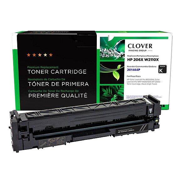 Clover Remanufactured High Yield Toner Cartridge Replacement for HP 206X (W2110X) | Black
