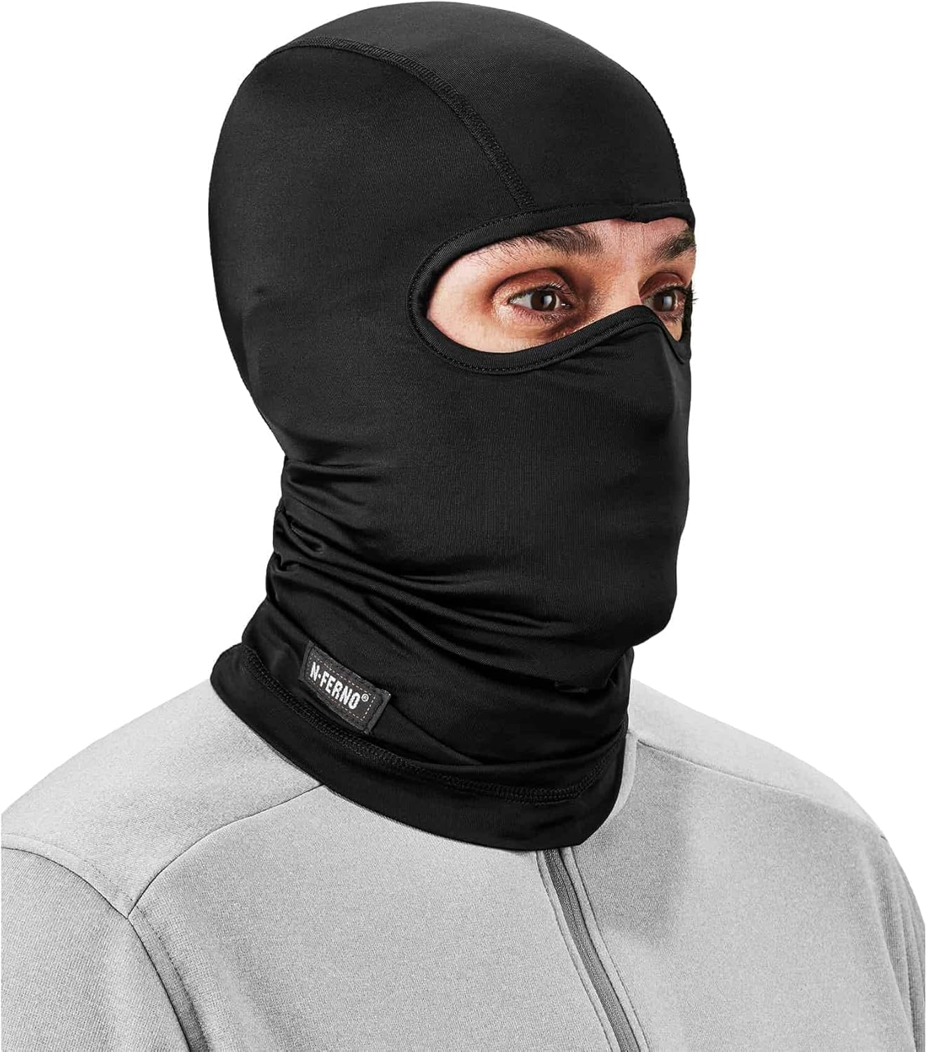Ergodyne N-Ferno 6832 Spandex Balaclava Face Masks, One Size, Black, Pack Of 12 Masks