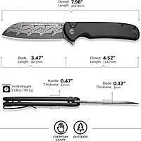 CIVIVI Chevalier II Folding Pocket Knife, Button Lock, 3.47\" Sheepsfoot Blade, Aluminum Handle