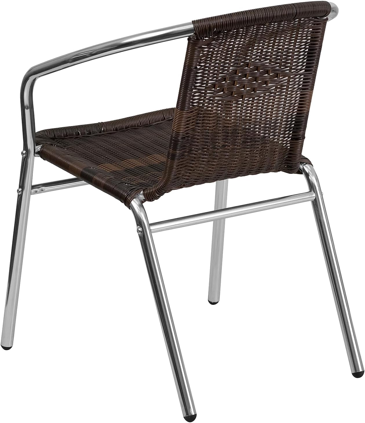 Flash Furniture Commercial Aluminum and Dark Brown Rattan Indoor-Outdoor Restaurant Stack Chair Aluminum and Dark Brown Set