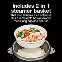 Proctor Silex Arrocera y vaporizador de alimentos, 30 tazas cocidas (15 tazas sin cocinar), incluye cesta de vapor y enjuague, negro (37555) Proctor Silex Arrocera y vaporizador de alimentos, 30 tazas cocidas (15 tazas sin cocinar), incluye cesta de vapor y enjuague, negro (37555)