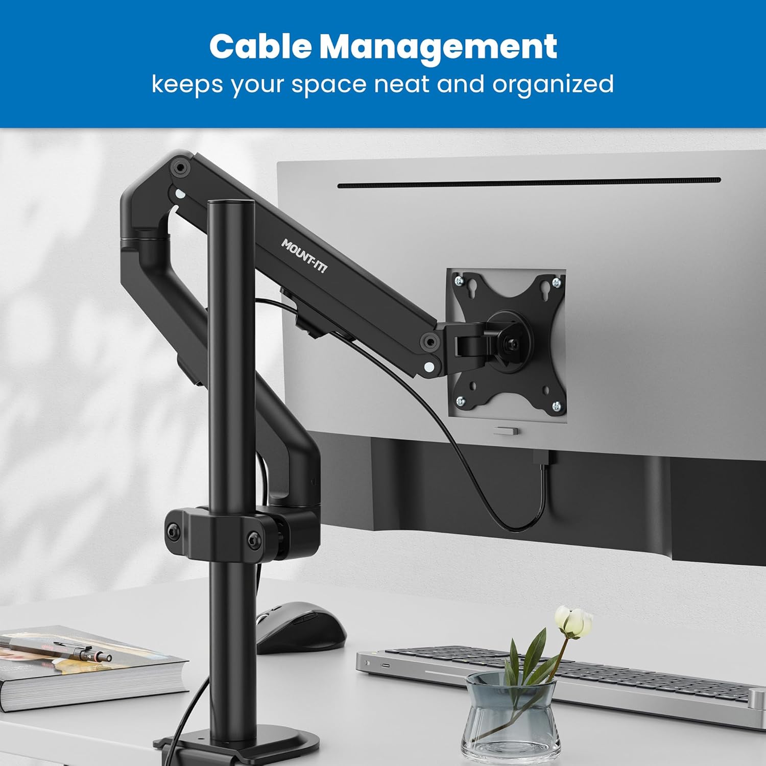 Mount-It! Counterbalance Steel Monitor and Laptop Arm for Wall and Pole Mounting