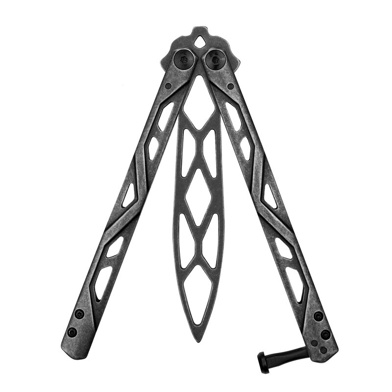 Kershaw Balanza Flipping Butterfly Trainer Knife, BlackWash Design, 4.3 Inch Rounded Stainless Steel Drop Point Blade, EDC Knife with Manual Opening, Butterfly Pocket Knife for Men and Women