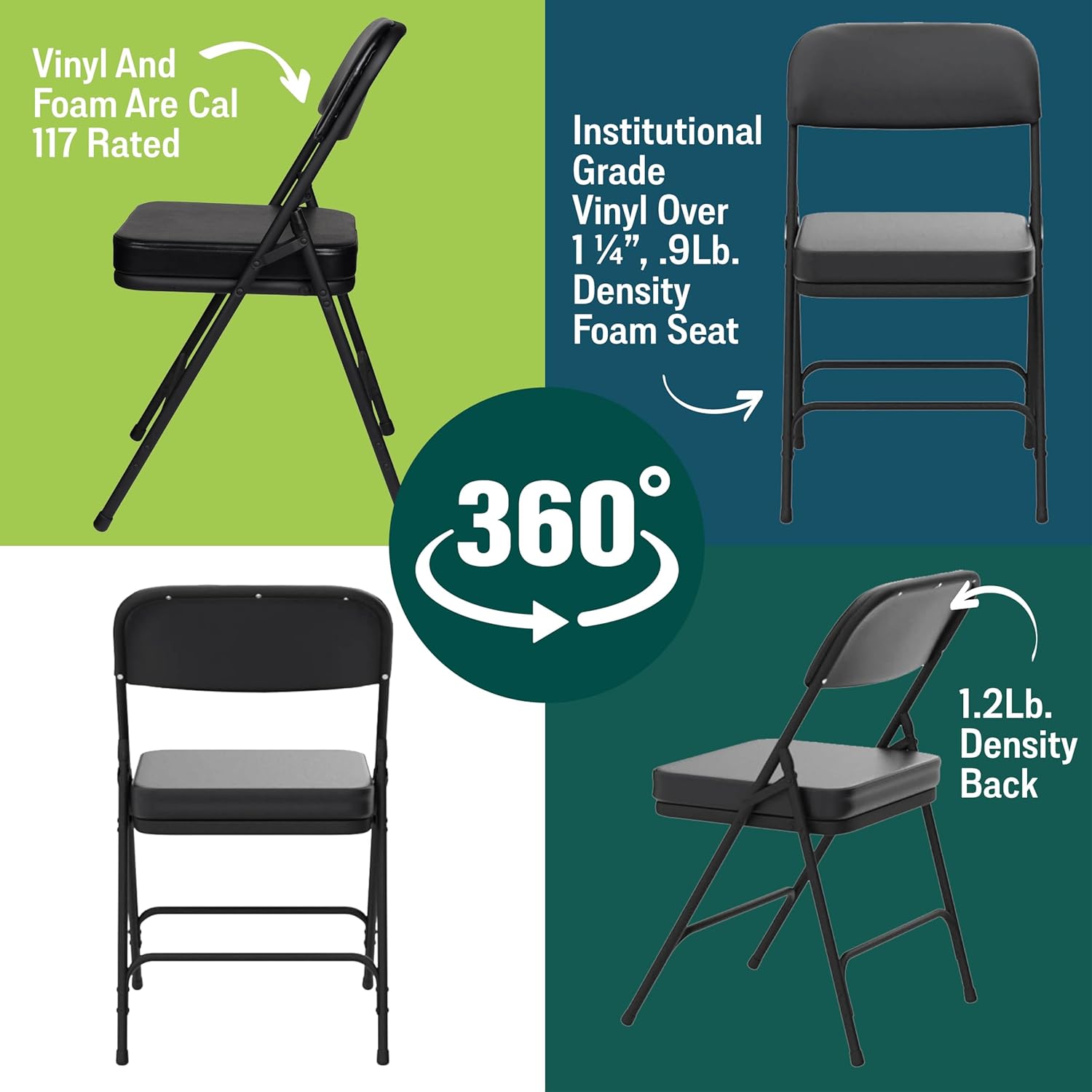 NATIONAL PUBLIC SEATING 3200 Series Upholstered Steel Frame Folding Chairs
