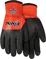MCR SAFETY Ninja Insulated Work Gloves, 15 Gauge Nylon Shell, Full PVC Dip
