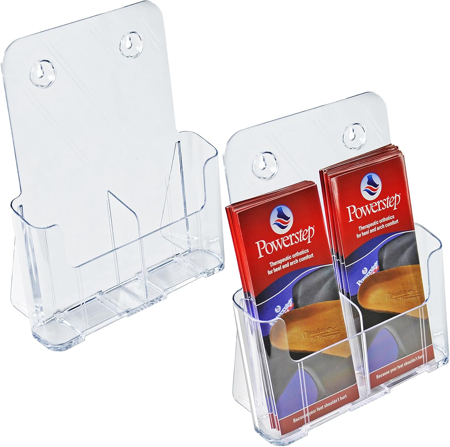 Azar Displays 2-Tier 2-Pocket Plastic Brochure Holder, Letter Size, 11-1/4inH x 9-1/4inW x 5inD, Clear